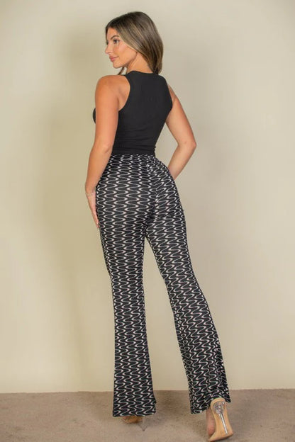 Wavy Print High Waist Flare Pants (CAPELLA)