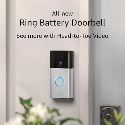 All-new Ring Battery Doorbell, Head-to-Toe Video, Live View with Two-Way Talk, and Motion Detection & Alerts (2024 release), Satin Nickel