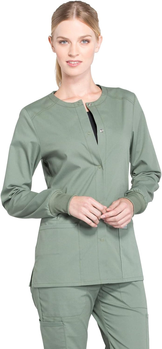 Snap Front Scrub Jackets for Women, Workwear Professionals Soft Stretch WW340