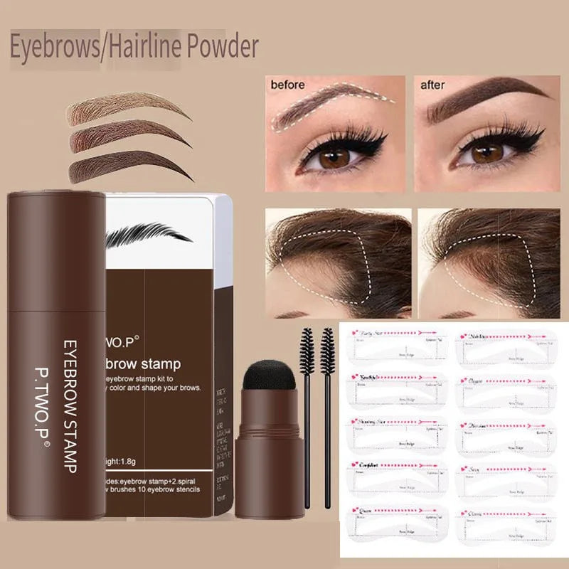 Complete Eyebrow Powder Stamp Shaping Kit Makeup Brushes Eyebrow Paint Eyebrow Pencil Eye Brows Stencil Hairline Enhance Stick