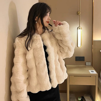 HOOOFUR Faux Fur Coat Women New Style Short Imitation 2025