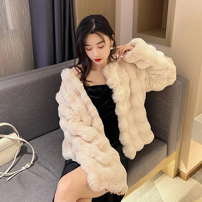 HOOOFUR Faux Fur Coat Women New Style Short Imitation 2025