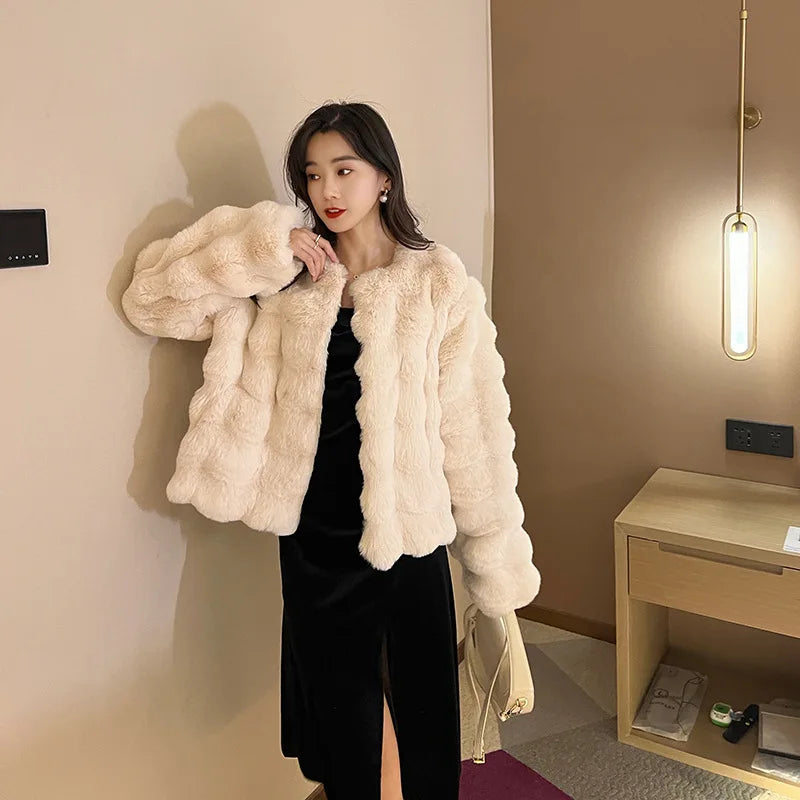 HOOOFUR Faux Fur Coat Women New Style Short Imitation 2025