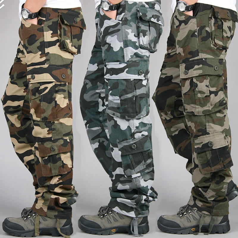 Men's Tactical Camouflage Overalls High-Quality Cotton Multi-Pocket Trousers Sports