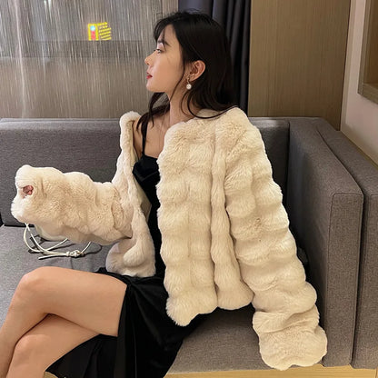 HOOOFUR Faux Fur Coat Women New Style Short Imitation 2025