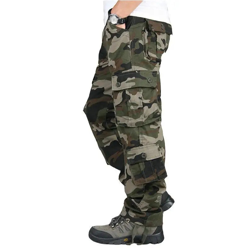 Men's Tactical Camouflage Overalls High-Quality Cotton Multi-Pocket Trousers Sports