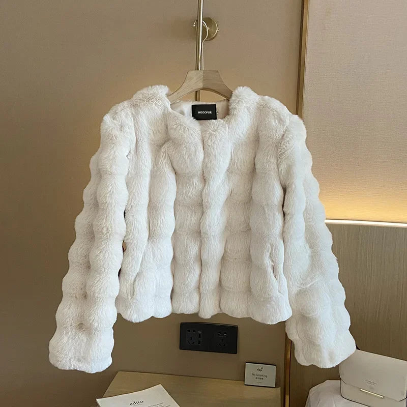 HOOOFUR Faux Fur Coat Women New Style Short Imitation 2025