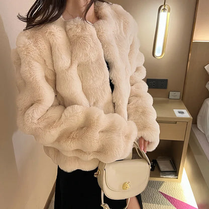 HOOOFUR Faux Fur Coat Women New Style Short Imitation 2025