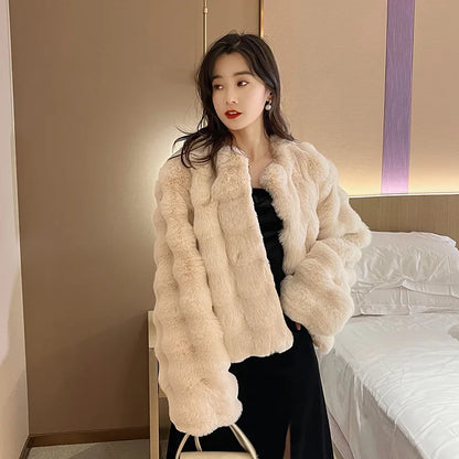 HOOOFUR Faux Fur Coat Women New Style Short Imitation 2025