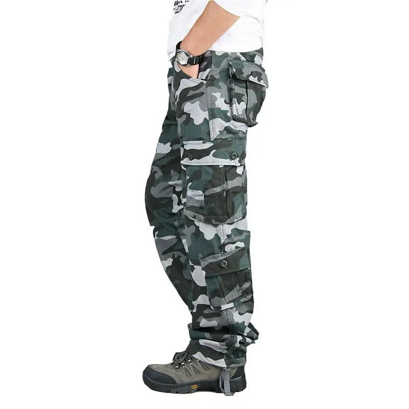 Men's Tactical Camouflage Overalls High-Quality Cotton Multi-Pocket Trousers Sports