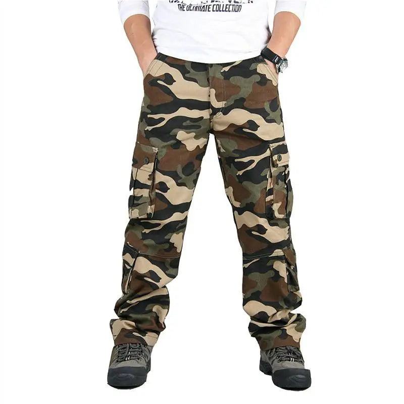 Men's Tactical Camouflage Overalls High-Quality Cotton Multi-Pocket Trousers Sports