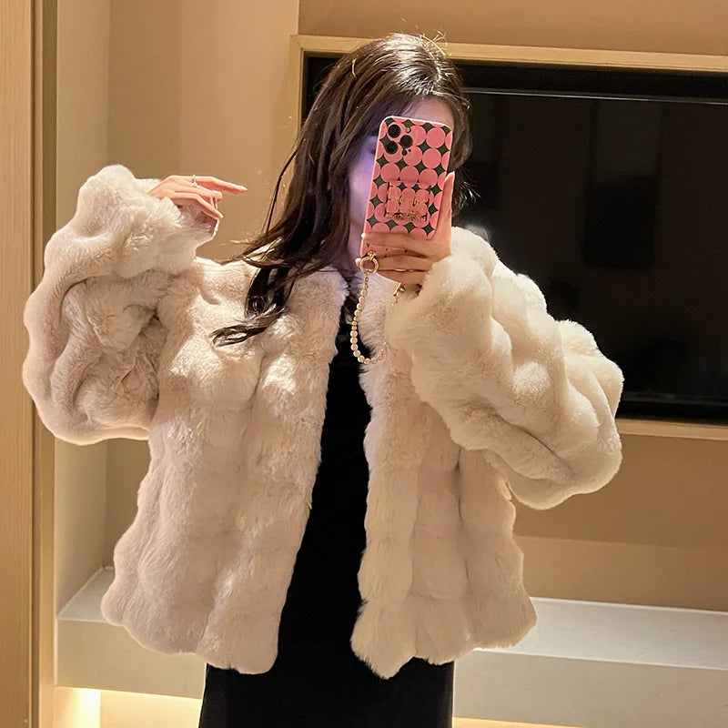 HOOOFUR Faux Fur Coat Women New Style Short Imitation 2025