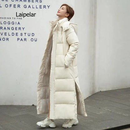 Parka Coat Extra Maxi Long Winter Jacket Women Hooded Pocket Zipper Female Lady Windbreaker Overcoat Outwear Clothing Quilted