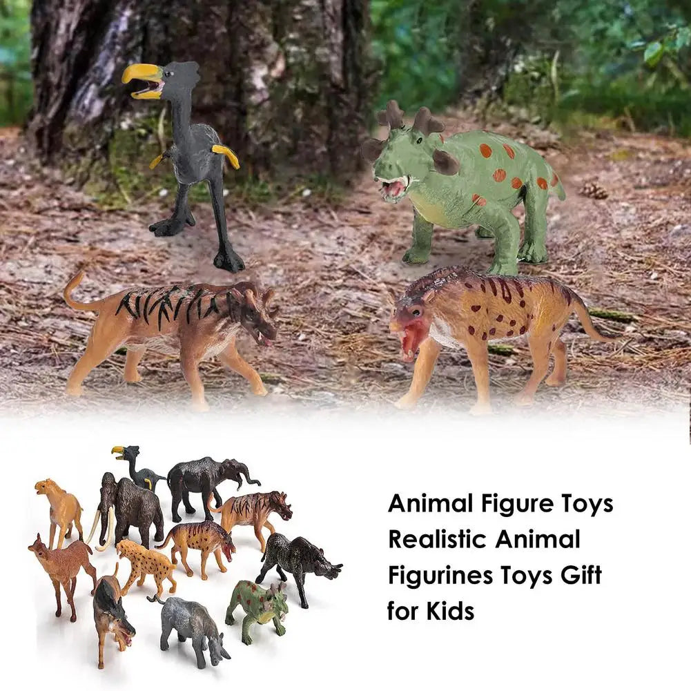 12 PCS/Set Mini Ancient Animals Figure Action PVC Simulation Animals Model Kit Children Educational Learning Toys For Kids