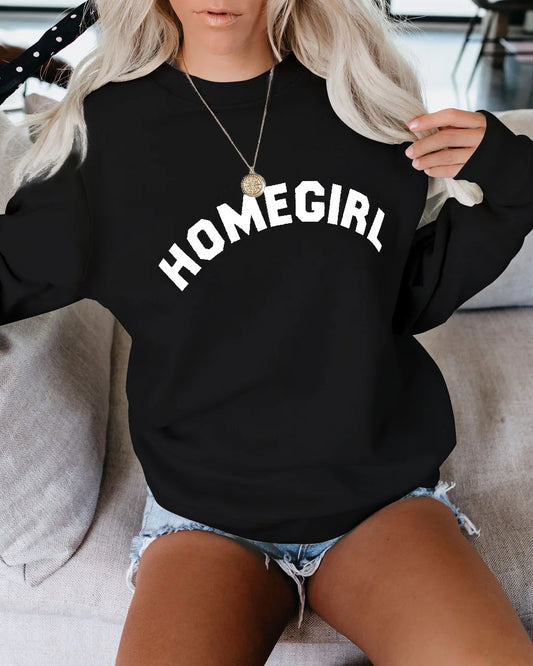 HOMEGIRL Printed with Round Neck Women Clothing Female Oversize Sweatshirts White Womens Hoodies Long Sleeve Hoodie