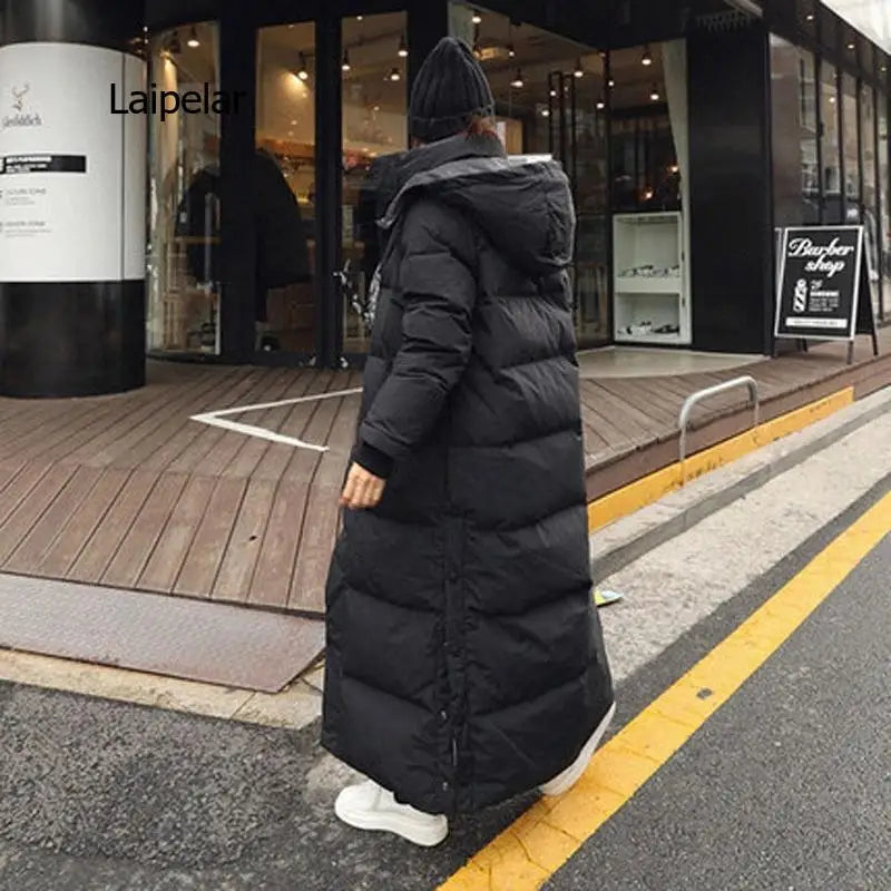 Parka Coat Extra Maxi Long Winter Jacket Women Hooded Pocket Zipper Female Lady Windbreaker Overcoat Outwear Clothing Quilted