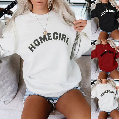 HOMEGIRL Printed with Round Neck Women Clothing Female Oversize Sweatshirts White Womens Hoodies Long Sleeve Hoodie