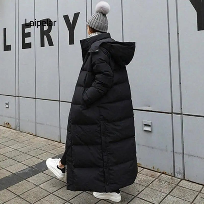 Parka Coat Extra Maxi Long Winter Jacket Women Hooded Pocket Zipper Female Lady Windbreaker Overcoat Outwear Clothing Quilted