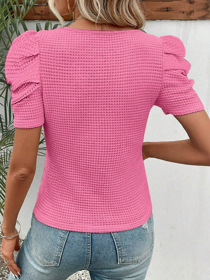 Waffle Fashion Summer Fashion Top T-shirt with Short Sleeves