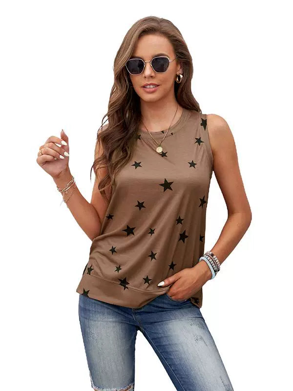 New Sleeveless Vest Women's 2024 Summer New XINGX Print Casual Loose Temperament plus Size Inner Wear Blouse