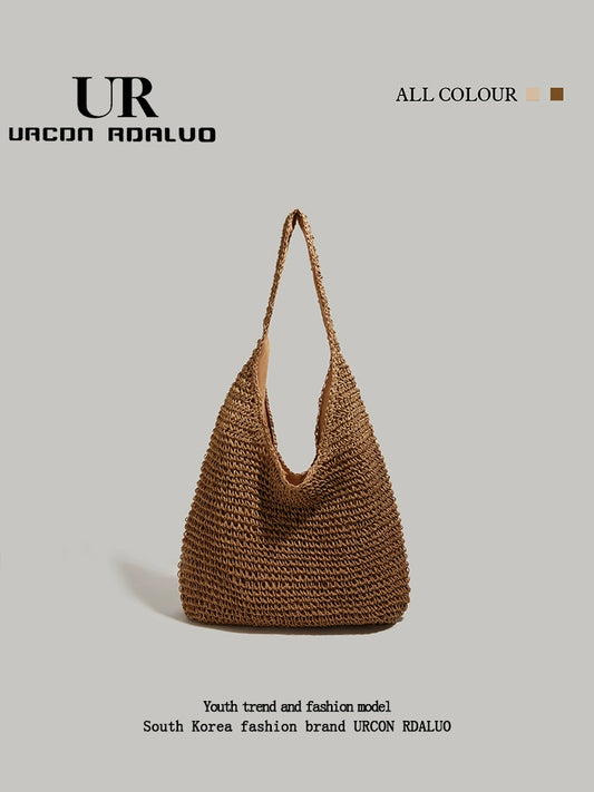 Ur Straw Summer Travel Casual Shoulder Tote Bag