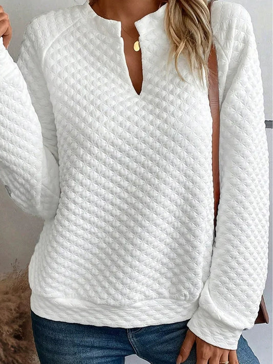 Fall and Winter Fashion Long Sleeves White New round Neck Pullover