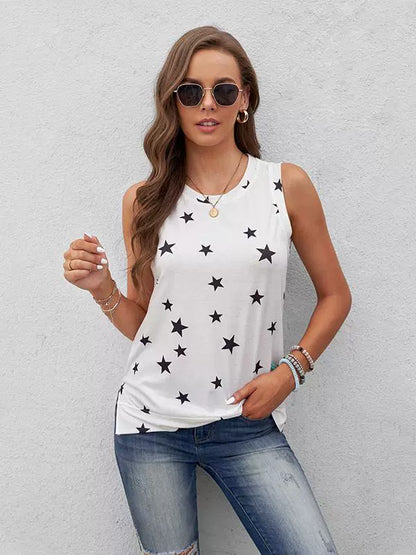 New Sleeveless Vest Women's 2024 Summer New XINGX Print Casual Loose Temperament plus Size Inner Wear Blouse