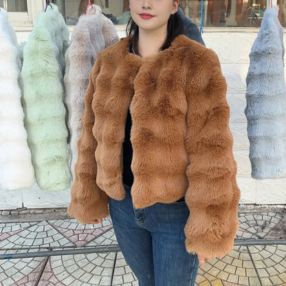 HOOOFUR Faux Fur Coat Women New Style Short Imitation 2025