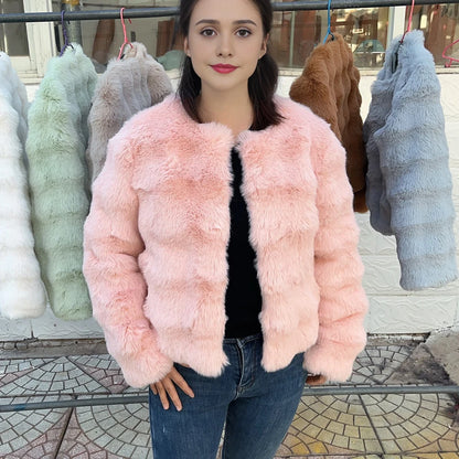 HOOOFUR Faux Fur Coat Women New Style Short Imitation 2025