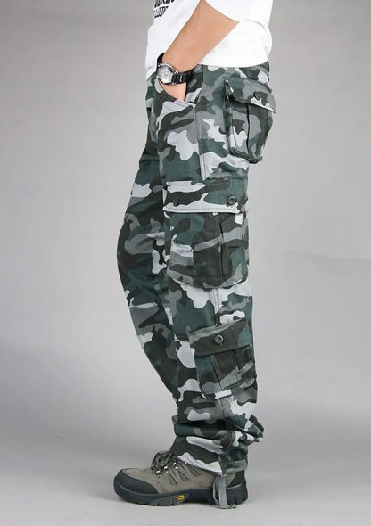 Men's Tactical Camouflage Overalls High-Quality Cotton Multi-Pocket Trousers Sports