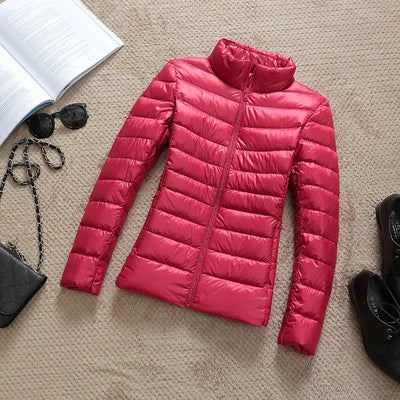 Ultra-light Thin Down Jacket Women 2025 Autumn Winter Slim Short Hooded