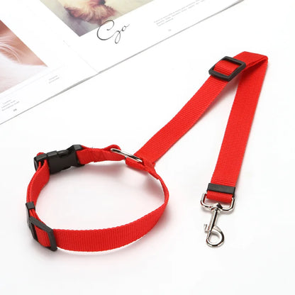 Solid Color Two-in-one Pet Car Seat Belt Nylon Lead Leash Backseat Safety Belt 2025