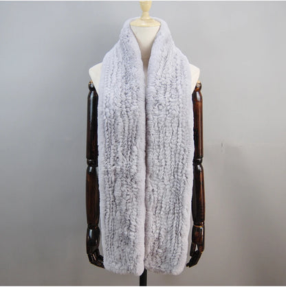 Hot Sale Long Style Real Genuine Rex Rabbit Fur Scarf Winter Knitted 2025