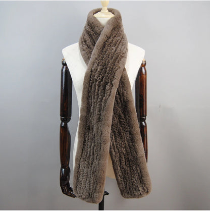 Hot Sale Long Style Real Genuine Rex Rabbit Fur Scarf Winter Knitted 2025