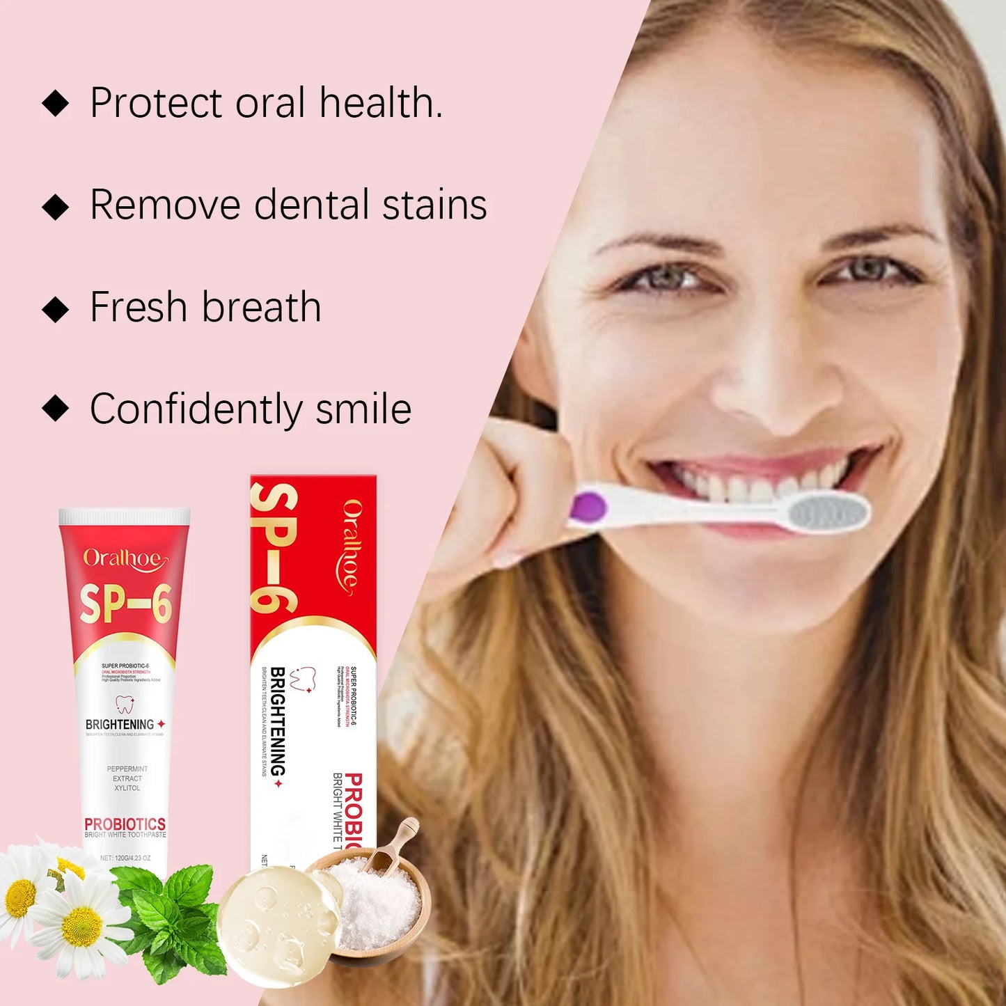 Sp-6 Probiotic Toothpaste Whiten Clean Teeth Remove Stains Oral Care Management