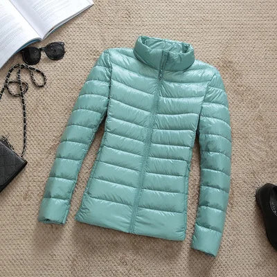 Ultra-light Thin Down Jacket Women 2025 Autumn Winter Slim Short Hooded