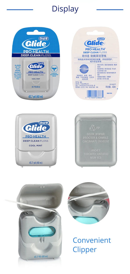 Oral B GLIDE Pro-Health Mint Deep Clean Floss Comfort Plus Dental Floss Silky Smooth Remove Stain 40m /pack