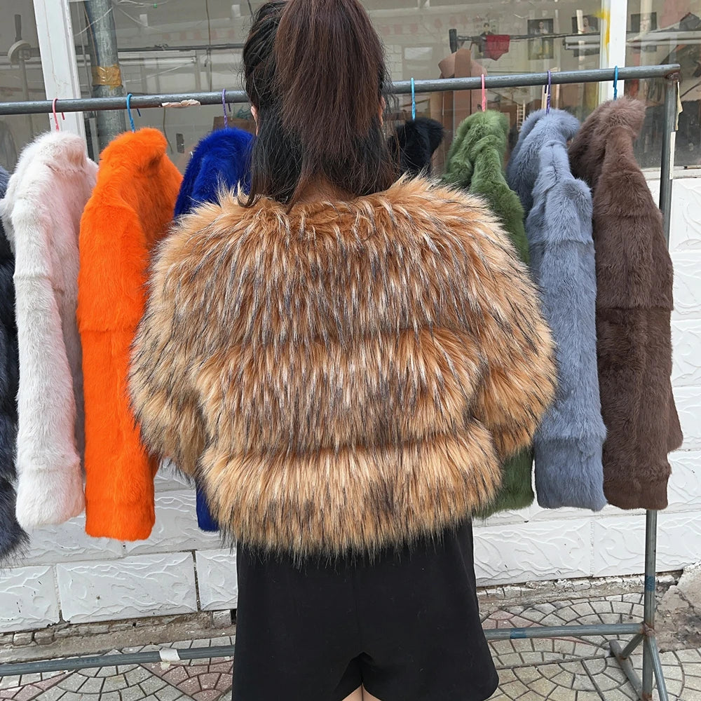 HOOOFUR Faux Fur Coat Women's Jacket Winter Fashion Warm Thick Fox Raccoon Leather 2025