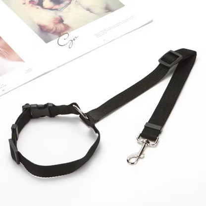 Solid Color Two-in-one Pet Car Seat Belt Nylon Lead Leash Backseat Safety Belt 2025