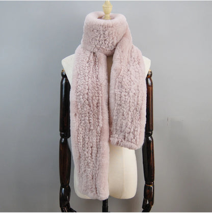 Hot Sale Long Style Real Genuine Rex Rabbit Fur Scarf Winter Knitted 2025