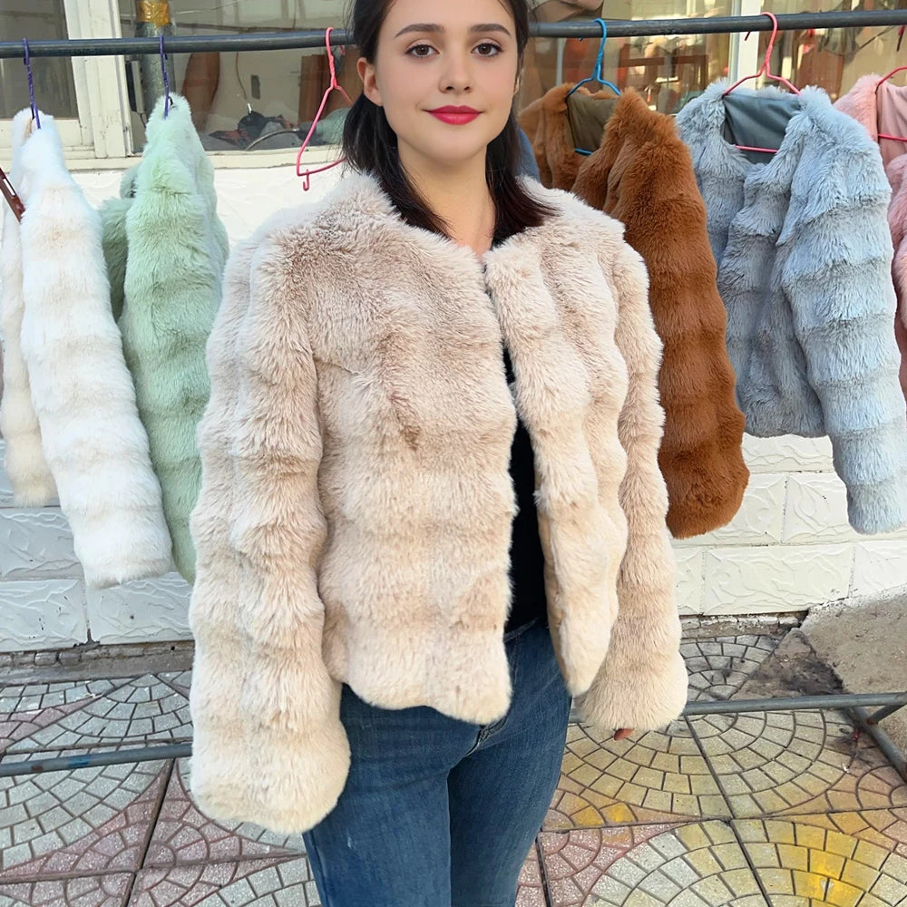 HOOOFUR Faux Fur Coat Women New Style Short Imitation 2025