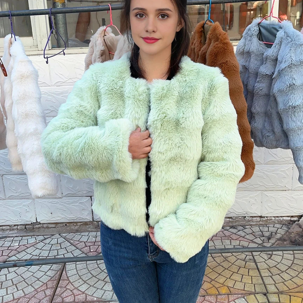 HOOOFUR Faux Fur Coat Women New Style Short Imitation 2025