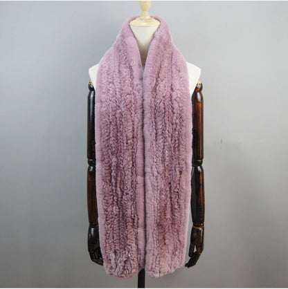 Hot Sale Long Style Real Genuine Rex Rabbit Fur Scarf Winter Knitted 2025