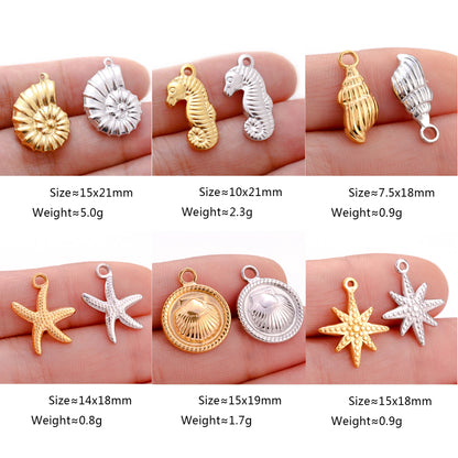 3Pcs/Lot Mermaid Tail/Seahorses/Conch/Charms for Jewelry Making Supplies Diy Earrings Bracelet Necklace Stainless Steel Pendants