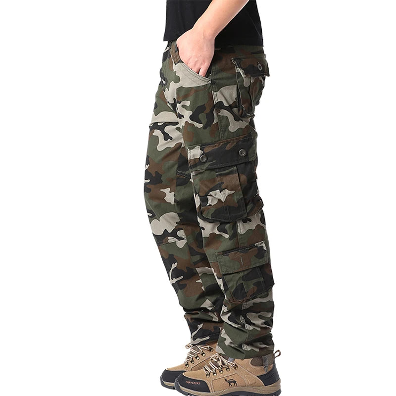 Men's Tactical Camouflage Overalls High-Quality Cotton Multi-Pocket Trousers Sports