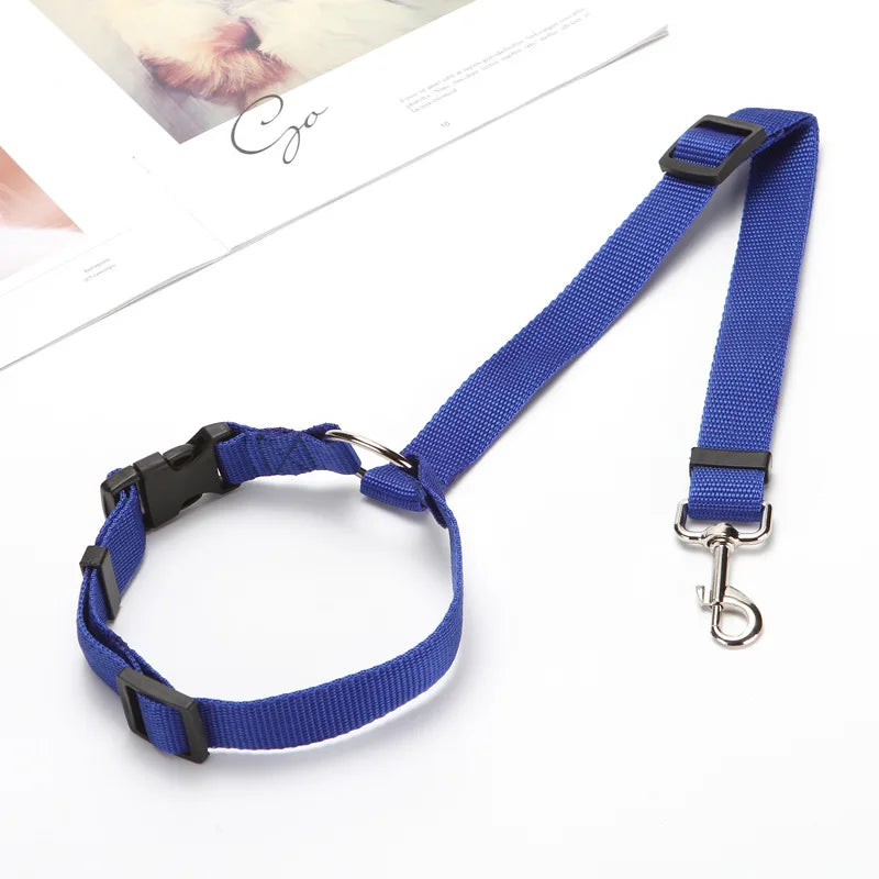 Solid Color Two-in-one Pet Car Seat Belt Nylon Lead Leash Backseat Safety Belt 2025