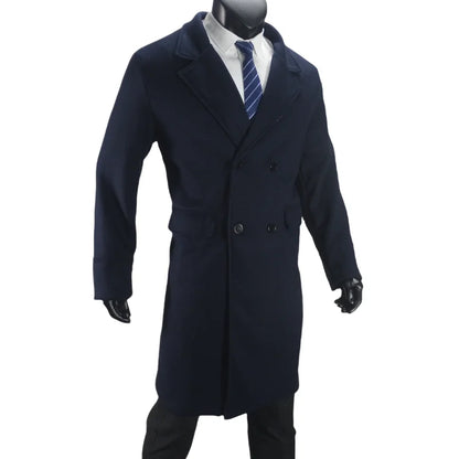 Men Long Double-breasted Coat 2025