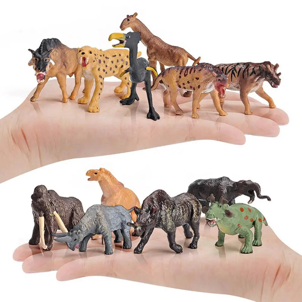 12 PCS/Set Mini Ancient Animals Figure Action PVC Simulation Animals Model Kit Children Educational Learning Toys For Kids