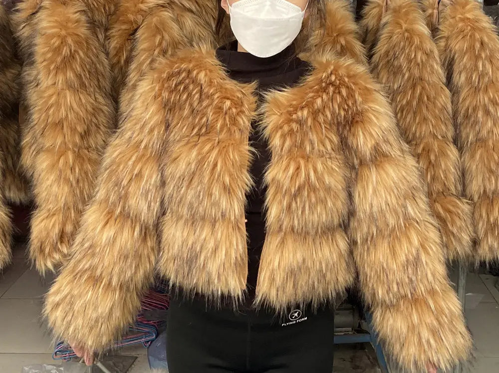 HOOOFUR Faux Fur Coat Women's Jacket Winter Fashion Warm Thick Fox Raccoon Leather 2025