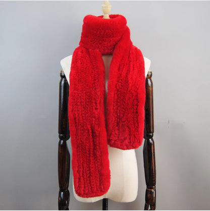 Hot Sale Long Style Real Genuine Rex Rabbit Fur Scarf Winter Knitted 2025